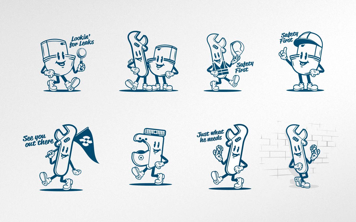 Graphic design of Ferguson Trade Explorers Plumbing Edition activity book cover, featuring illustrated wrench character, by Zach Hallum | zthdesign.com Portfolio